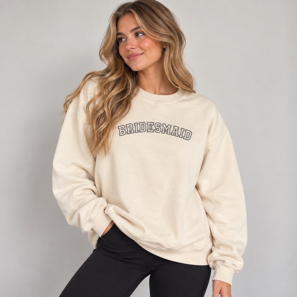 Anthropologie Wedding bridesmaid Crewneck Sweatshirt Ivory M